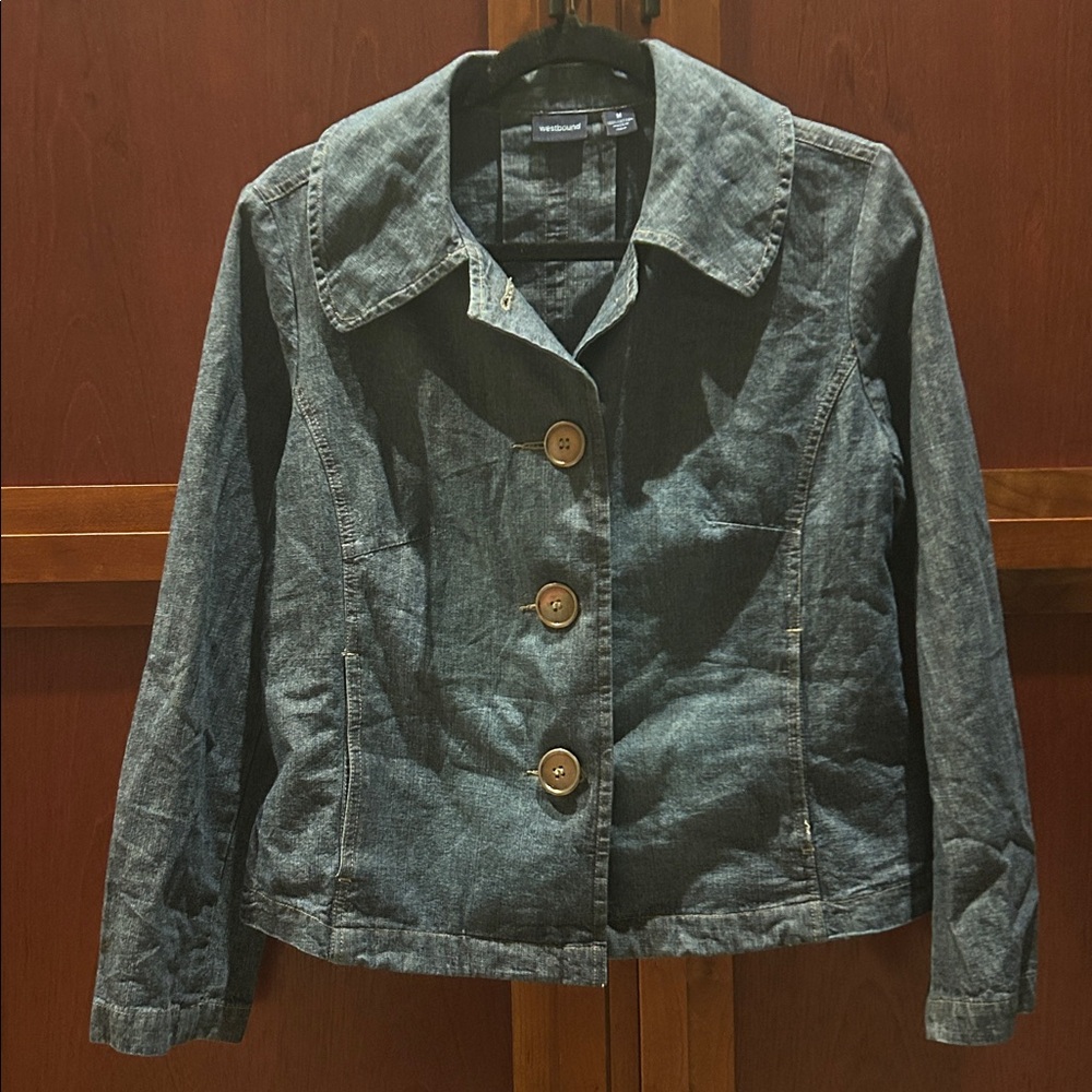Westbound Cotton Chambray A Line Denim Jacket Button Down Lightweight Medium